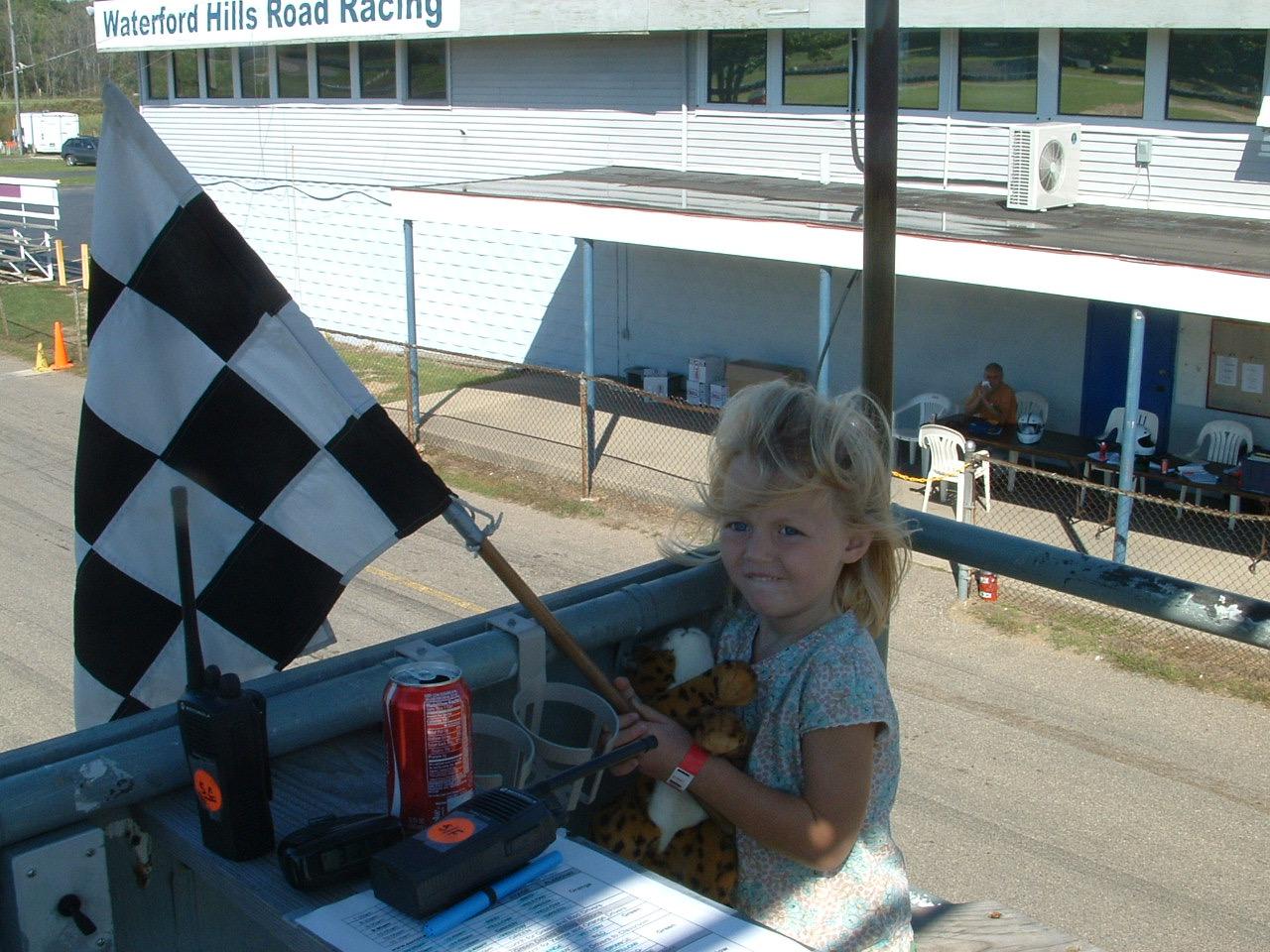Waving the checkered flag at Waterford Hills Road Racing, Michigan